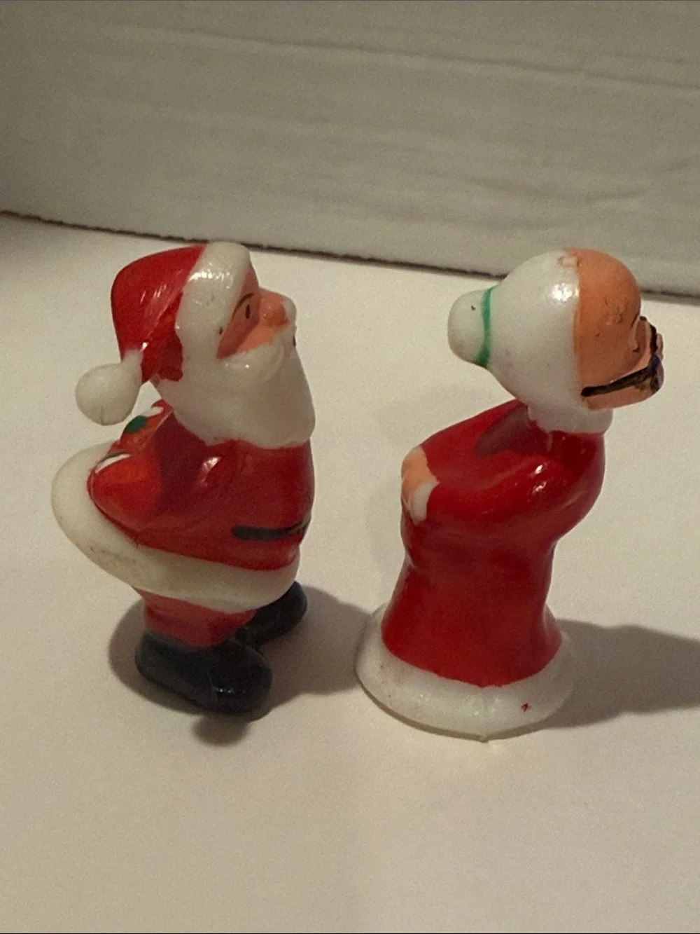 Vintage Set of Mr. And Mrs. Claus Santa Plastic Cake Topper Figures